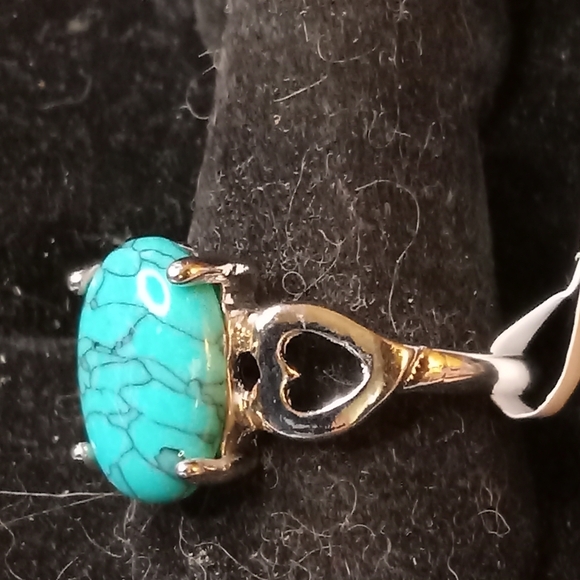 BLOWOUT PRICING Blue Natural Stone And Silver Plated ring women Size 10 - Picture 7 of 8